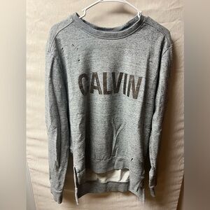 Calvin Klein Distressed Grey & Gold Sweatshirt, Large